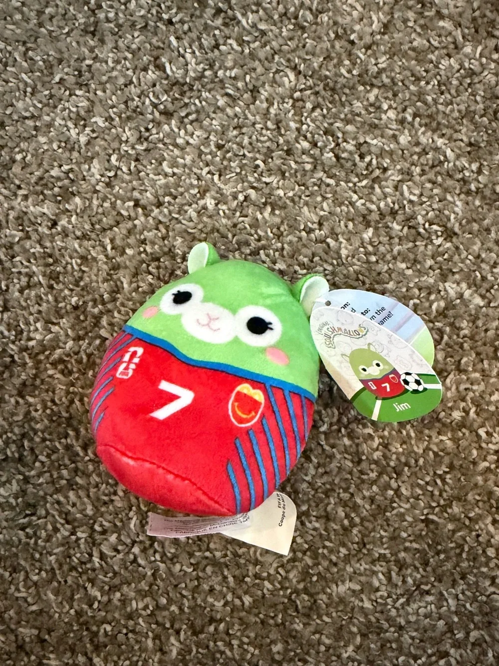 Squishmallows Green & Red Soccer Plush - Number 7 Jersey Jim